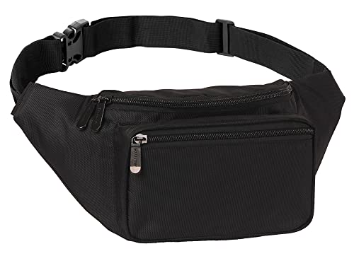 Black Fanny Pack Belt Bag I Mens Fanny Packs for Women Fashionable - Crossbody Bag Bum bag Waist Bag Waist Pack - Hands Free for Hiking, Halloween, Running, Travel, Waterproof and more - color: Black - Solid