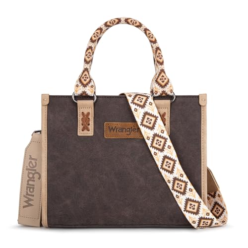 Montana West Wrangler Tote Bag for Women Aztec Western Retro Purse Top Handle Handbags - color: B-aztec-coffee