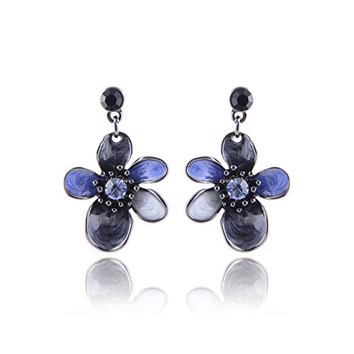 AMYJANE Vintage Statement Jewelry Set - Spring Leaf Flower Floral Plant Necklace Earring Set Crystal Rhinestone Fashion Costume Jewelry for Women Prom Party Unique Gift - style: 2 Flower Jewelry Set Blue