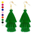 Earrings for Women Dangling, Layered Tassel Earrings Fringe Earrings Bohemian Studs Drop Earrings - color: Green
