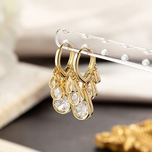 Huggie Earrings for Women 14K Gold Plated Earrings Dainty Statement Sterling Silver Cute Dangle Earring Hypoallergenic Huggie Hoop Earrings for Wome Trendy Prom Party Jewelry Gift - color: 6-Gold