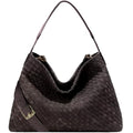 JINMANXUE Women Boston Bag, Woven Hobo Tote Handbag and Purses, Female Satchel Messenger Bags, Fashion Shoulder Crossbody Bag - color: Frosted Coffee