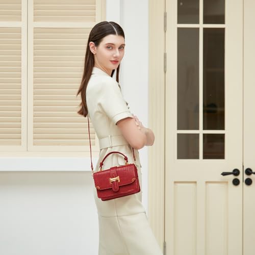 LL LOPPOP Women's Small Classy Crossbody Purse Top Handle Handbags Leather Satchel Bags for Women - color: A-red(2035)