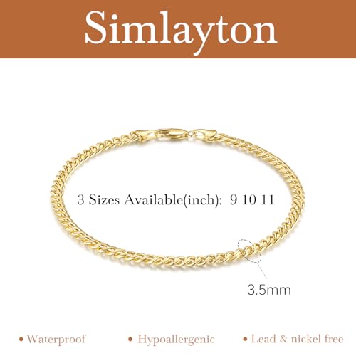 14K Gold Ankle Bracelets for Women 14K Gold Anklets for Women Anklet Bracelets for Womens Refined and Modern Look Womens Cuban Link Anklet 9/10/11 inches - size: 11