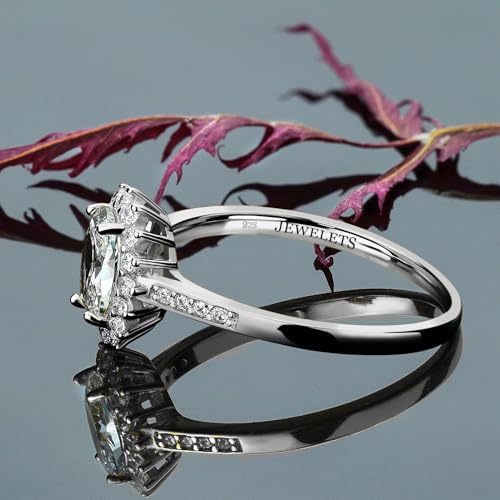 925 Sterling Silver 6x8 mm Oval Ring Blank – Prong Setting Semi-Mount with 16 CZ Halo – DIY Jewelry Base for Faceted or Cabochon Gemstones