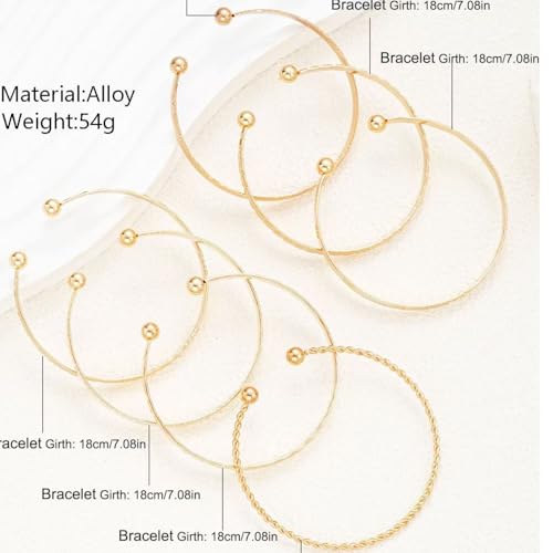 Gold Bracelet for Women - Multi-layer Stacked textured Boho Bracelet, Gold bracelet for Women, gold plated multi-layer stackable sleeve bracelet jewelry gift - style: Golden flat