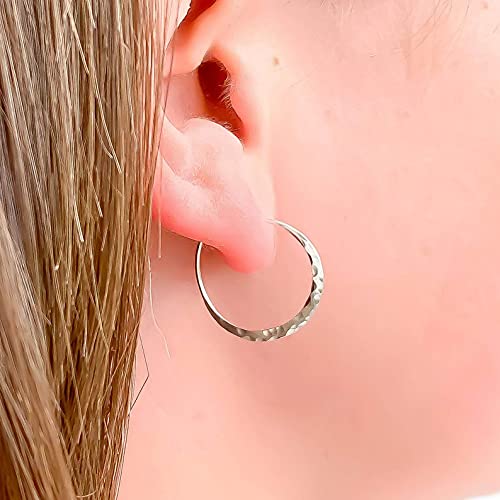 Hoop Earrings for Women, 14K Rose Gold FIlled, 20mm, Hammered Texture, Hoop Earrings Hypoallergenic Sensitive Ears, Hoop Earrings Set, Rose Gold Earrings Nickel Free - size: 20mm