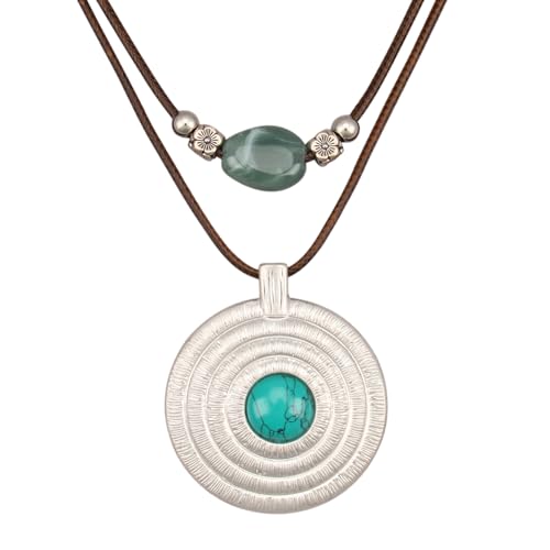 GelConnie Boho Necklaces for Women Cowgirl Necklace Stone Leather Cord Pendant Necklaces With Beads Long vintage Layered Choker Necklace - style: Chunky Boho Long Necklace