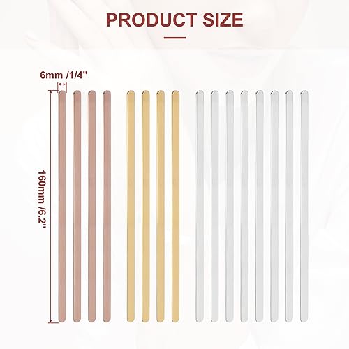 UXCELL Bracelet Blanks - 1/4 x 6inch, 16 Pcs Bangle & Cuff Blanks in Stainless Steel for DIY Bracelet Jewelry Making, 3 Colors