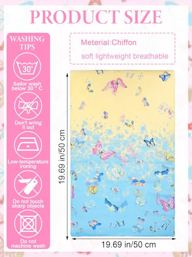 6 Pieces Scarves for Women Ladies Lightweight Silk Gorgeous Floral Pattern Lotus Print Chiffon Scarves - color: Multi Butterfly