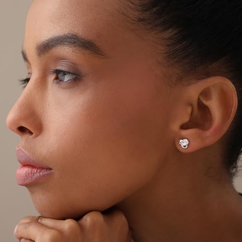 LeCalla Sterling Silver Love Knot Stud Earrings - Lightweight Italian Design Twisted Earrings for Women - color: Celtic Trinity Knot