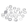 Lnnmomn 22 Pcs Gold/Silver Rings Set for Women, Sparkling Dainty Simple Trendy Ring Pack, Butterfly Diamond Opening Multi Joint Ring Set Love Pearl Ring Jewelry Gifts for Womens, Gifts for Her - color: Silver-1