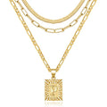 KissYan Gold Layered Necklace Set for Womens, 14K Gold Plated Initial Letter Pendant Necklaces Paperclip Snake Choker Alphabets from A-Z Figaro Chain Jewellery Gift - color: 3PCS, style: P