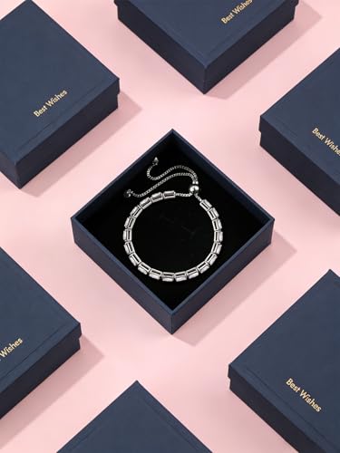 Radiant Cut Birthstone Tennis Bracelets for Women, Adjustable 6–9 Inches White Gold Plated Sterling Silver Bracelet, Hypoallergenic Anniversary Birthday Valentine’s Day Gift for Her - color: 04-Simulated Diamond