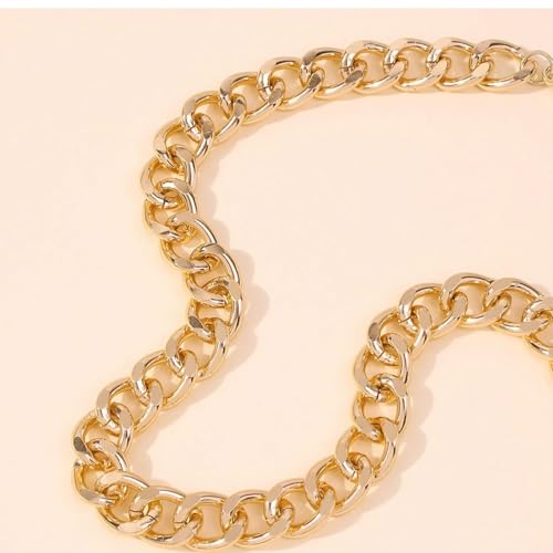 Chunky Chain Necklaces Women Statement Collar Necklace Gold Flat Snake Chain Choker Ribbed Design for Party, Dress Jewelry Gifts - color: A5