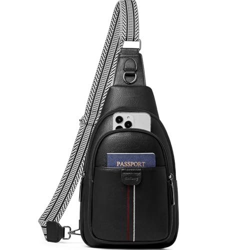 cakang Womens Sling Bag Crossbody Bags for Women Vegan Leather Sling Backpack Daypack Fanny Pack Crossbody Purse Travel - color: 4-black