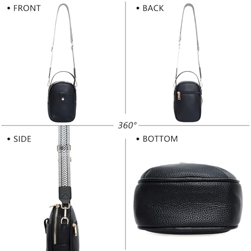 Vegan Leather Crossbody Bag for Women, Multi Compartment Lightweight Shoulder Purse, Casual Daily Crossbody Bag - color: Black