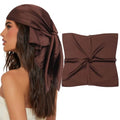 AWAYTR 27.5” Square Satin Head Scarf Hair Scarf for Women's Hair Silk Bandana for Women Silk Head Wrap for Sleeping - color: Coffee Brown