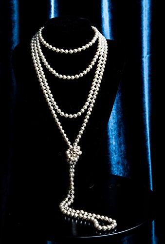 1920s Pearls Necklace Fashion Faux Pearls Gatsby Accessories Vintage Costume Jewelry Cream Long Necklace for Women