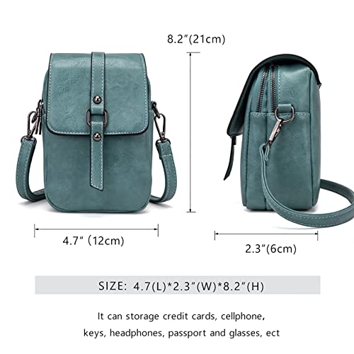 myfriday Vintage Crossbody Phone Bag for Women, Small PU Leather Shoulder Purse and Handbag - color: A-08-blue