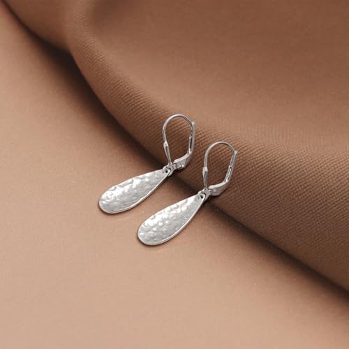 LeCalla 925 Sterling Silver Drop & Dangle Earrings for Women | Handmade Hammered Textured Drop Dangle Earring Jewelry | Women's Hammered Earrings Jewelry for Gift Mom Wife - color: Teardrop
