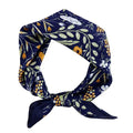 Women's Small 21 inch 100% Silk Scarf Bandana for Head Neck Hair | 100% Mulberry Silk Lightweight Designs Gift-Ready Packaging For Hair Fashion 21"x21" Printed - color: 302navy Orange