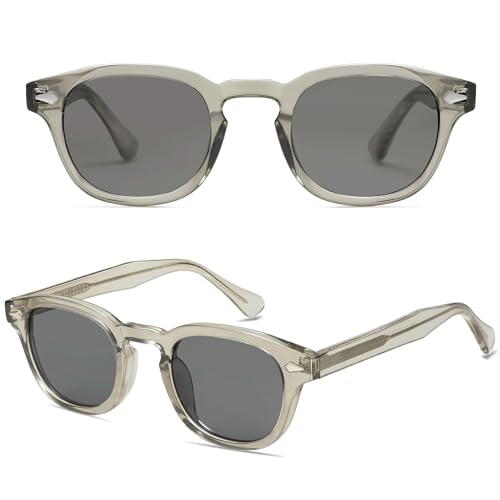 SOJOS Retro Small Round Sunglasses for Men Women Trendy Circle Style UV400 Lenses Unisex Sun Glasses SJ2251 - color: Crystal Grey/Grey