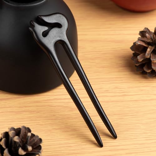 2pcs U Shaped Hair Pins Fox Hair Stick Vintage Hairpin Wooden Hair Fork French Hair Pins for Buns Fox Hairpin Hair Accessories for Women Girls