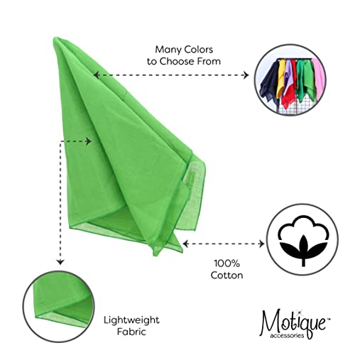 Motique Accessories Solid Color Bandana - Set of 6 Bandannas - color: Green