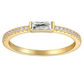 espere Minimal Dainty Baguette Wedding Band Ring | Lab-Created Emerald Cut Cubic Zirconia Stacking Ring | Anniversary Band for Her - color: Clear CZ - Gold