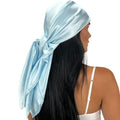 100% Mulberry Silk Head Scarf Large 36" - 19 Momme Women's Hair Wrap for Sleeping, Reduce Frizz & Damage, Natural Soft Silk - color: Blue