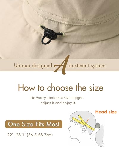 Sun Hats for Women Gardening Hat Wide Brim Ponytail Beach Sun Protection Breathable Cotton Summer Hat with Fold-Up Brim - color: 02light Khaki
