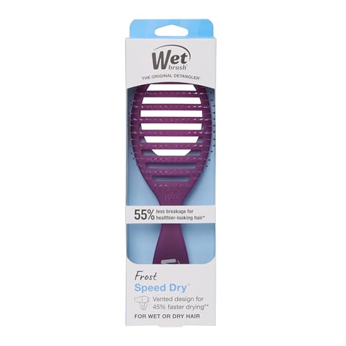 Wet Brush Speed Dry Hair Brush, Purple Frost - Vented Design & Soft HeatFlex Bristles Are Blow Dry Safe - Ergonomic Handle Manages Tangles - Pain-Free Hair Accessories - color: Frost Purple, size: 1 Count (Pack of 1)