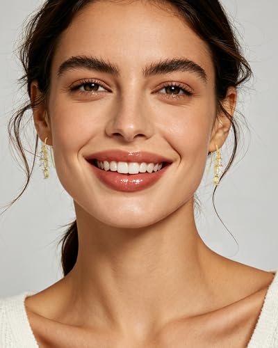 Colorful Cubic Zirconia Dangle Earrings for Women Multicolor Crystal Earrings Rainbow Cz Dangling for Birthstone Jewelry - color: White