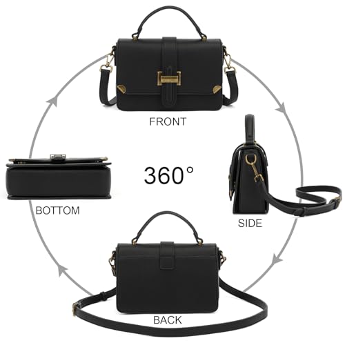 LL LOPPOP Women's Small Classy Crossbody Purse Top Handle Handbags Leather Satchel Bags for Women - color: B-black