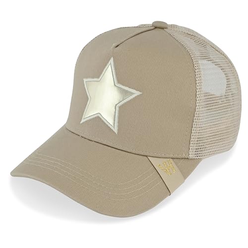 VINTAGE HAVANA Trucker Hats Women | Mesh Adjustable Snapback Hat | Men & Women Cute Trendy Fashion Baseball Cap - color: Khaki/Washed Gold