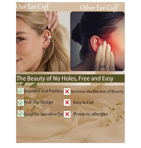 14K Gold/Silver Plated Ear Cuffs Set Dainty Clip Piercing Stack Small Cartilage Hoop Huggie Trendy Tarnish Hypoallergenic Jewelry Gift - style: silver style 4