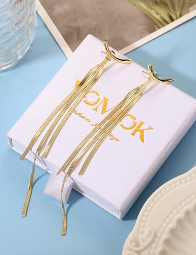 Long Dangle Earrings for Women – Elegant Dainty Tassel 18K Gold Plated Earrings for Womens in Prom Lightweight and Hypoallergenic Dangling Gold Earings for Women and Teens - color: Izumi Gold