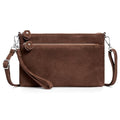 befen Genuine Leather Wristlet Clutch Wallet Purses with RFID Blocking, Small Crossbody Bags Shoulder Handbag for Women - color: Suede Brown