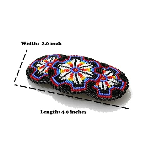 Beaded Hair Clips Native American Style Handmade Collection (Black) - color: Black