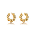 Gold Ear Cuff Earrings for Women Non Piercing 14K Gold Plated/Silver Cuff Clip On Cartilage Hoop Shining Cubic Zirconia Twisted Chain Ear Clip On Earring for Women Chunky Ear Cuffs Earrings - color: C-gold