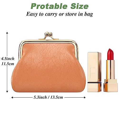 Coin Purse, Small PU Leather Change Purse, Coin Wallet with Clasp, Car Change Holder Pouch for Woman Men Kids Girls, Brick Red - color: Brick Red