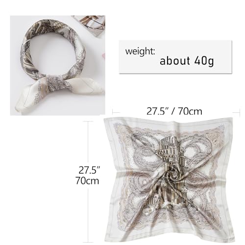 CHUNG Women's Scarf Hair Bandanas Square 27.5" Satin Wrap Fashion Pattern Scarves Emulation Silk Handbag Ribbons Necktie - color: Tower-53#