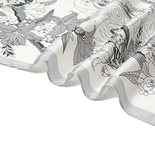 RIIQIICHY Women Head Hair Scarf Like Satin Silk Scarf Sleeping Hair Wrapping Night 27.5" - color: Black/White/Light Grey/Dark Grey