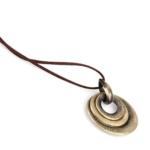GelConnie Leather Cord Necklace Chain Multilayer Wooden Pendant Necklaces Vintage Jewelry Boho Long Sweater Necklace for Women Men - color: Multilayer Pendant Necklaces
