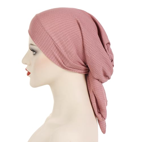YYAOJHAO Pre Tied Bandanas Headscarf for Women - Solid Wave Chemotherapy Caps Headwrap Chemo Turban Headwear Hats - color: Pink Power