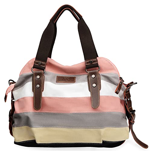 Canvas Handbag Multi-Color Striped Lattice Cross Body Shoulder Purse Bag Tote-Handbag for Women | Striped - style: Multi Color C