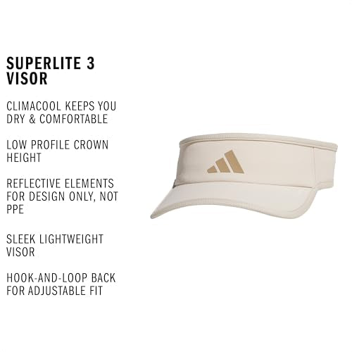 adidas Women's Superlite Visor – Lightweight Moisture-Wicking Running Tennis Hat - color: Crystal Linen Beige/Trace Khaki/3