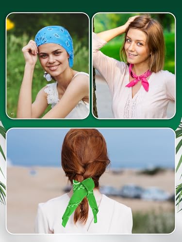 Unittype 48 Pieces Paisley Bandana Novelty Unisex Cowboy Headband Sports Bandannas Scarf Outdoor for Western Party Costume - color: Blue, Green, Yellow, Pink, style: Classic