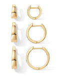 PAVOI 18K Gold Plated 925 Sterling Silver Posts Small Hoop Earrings for Women - Trendy Geometric Plain Chunky Huggie Earscape Piercing Pack - Hypoallergenic Everyday Gold Hoop Earrings Set - style: Wide
